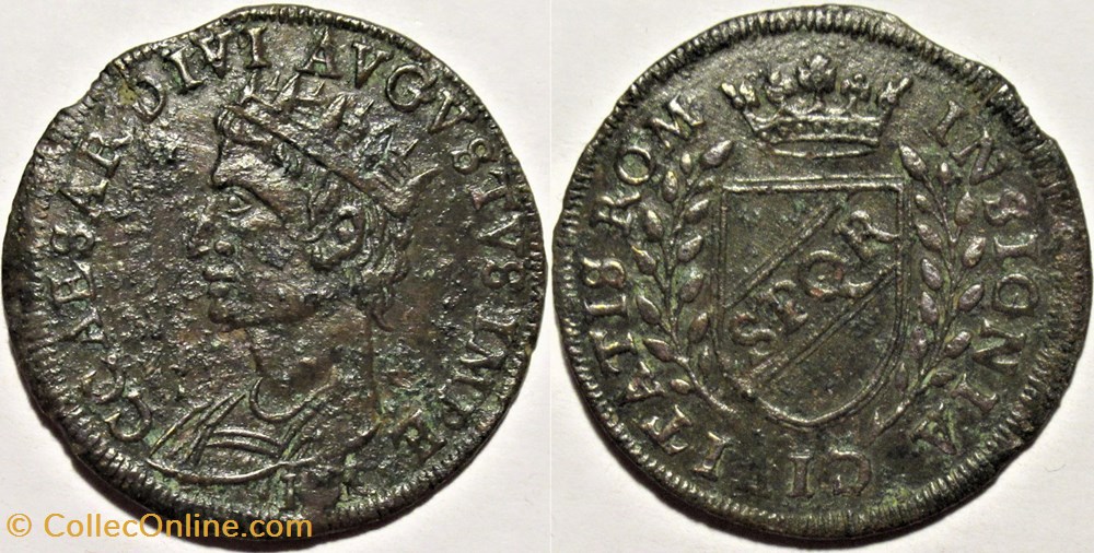 Caesar divi Augustus- Rechenpfennig "SPQR", ca.1550 Nuremberg (2 ex) monnaies paranumismatique jetons poids caesar divi augustus rechenpfennig spqr ca 1550 nuremberg 2 ex