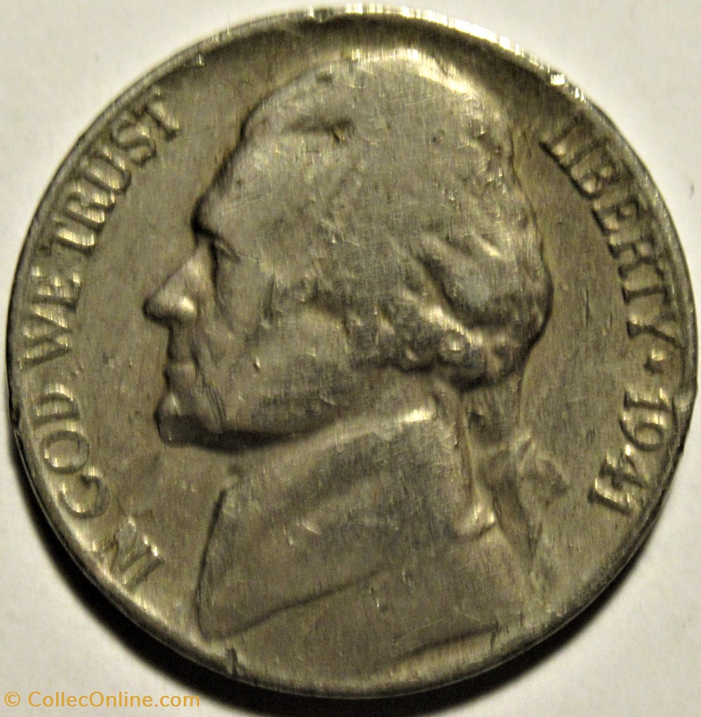 monnaies monde etats unis 1941 five cents jefferson philadelphia 1st portrait