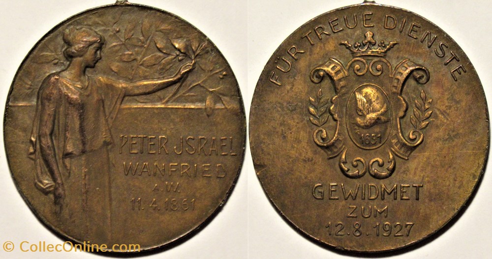 medailles allemagne empire allemand germany 1927 award medal of kalden bag factory to wanfried