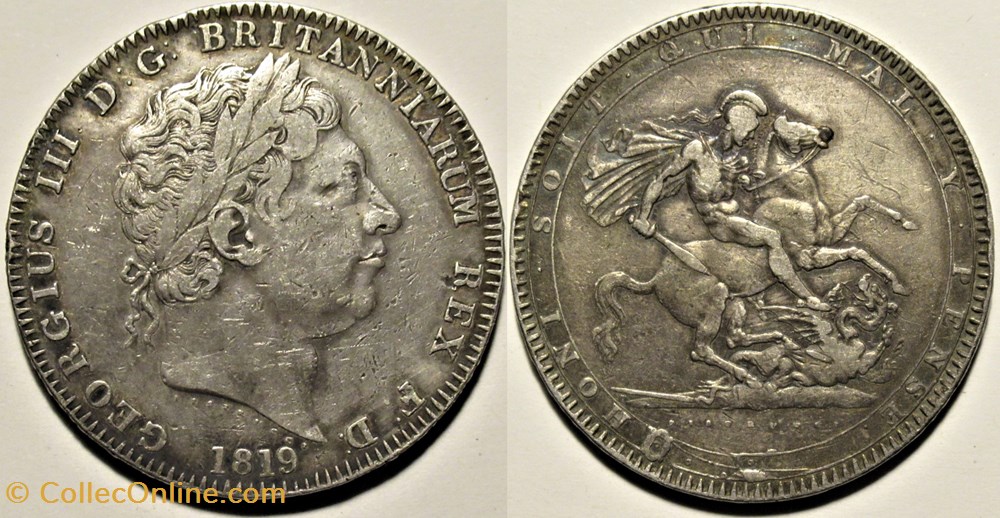 monnaies monde royaume george iii one crown 1819 united kingdom of great britain