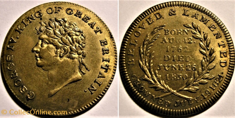 George IV - 1830 Memorial Token - Great Britain monnaies paranumismatique jetons poids george iv 1830 memorial token great britain
