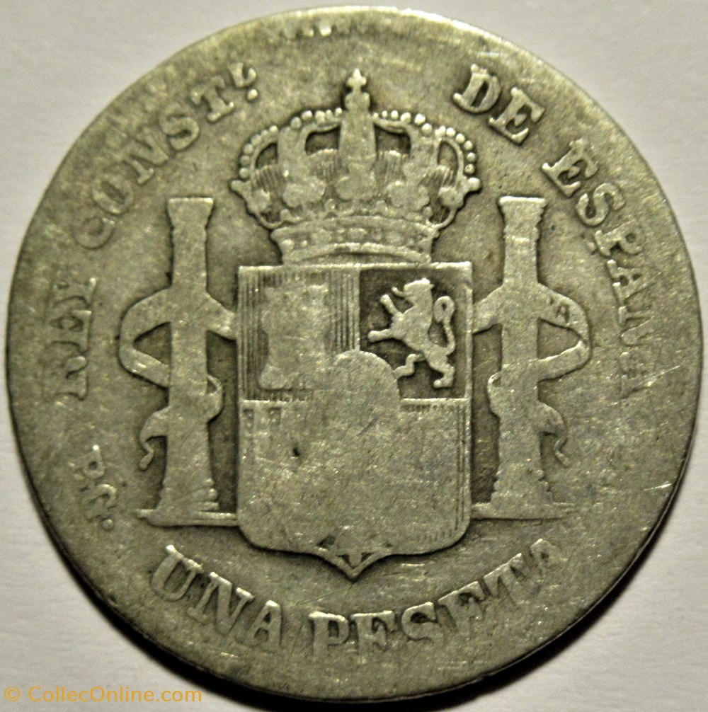 1891 - Peseta - Alfonso XIII de España - Falsa 3 monnaies monde espagne 1891 peseta alfonso xiii de espana falsa