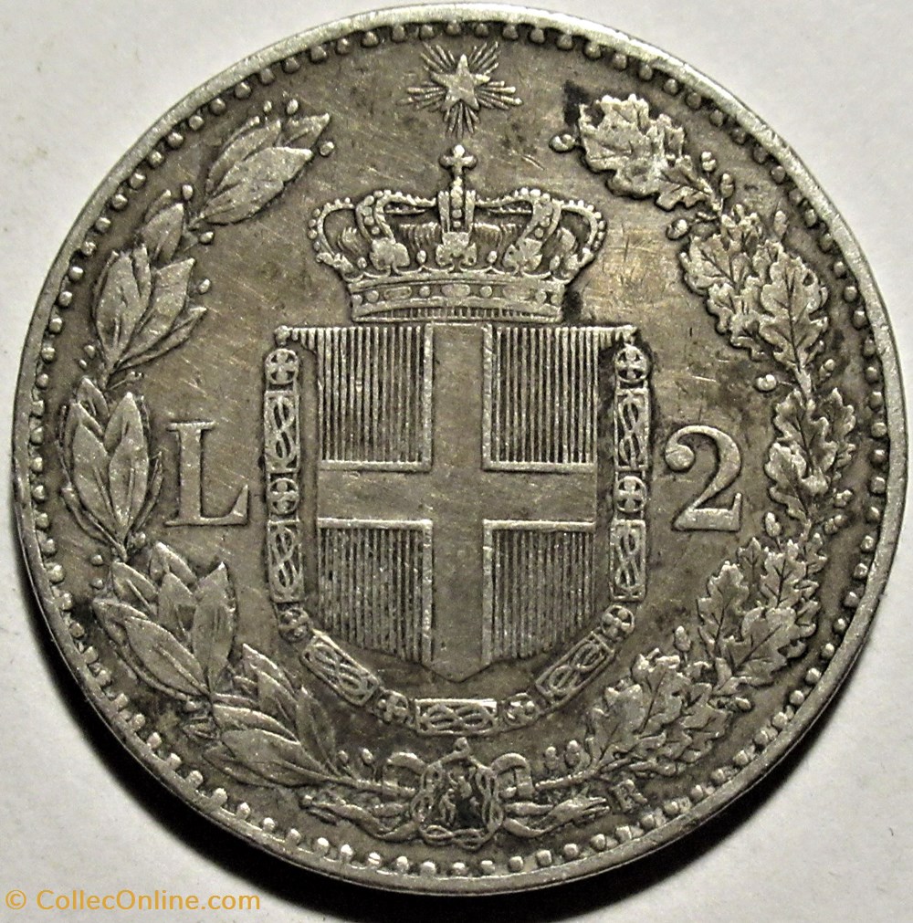 1883 Regno d'Italia, 2 Lire, Roma - Umberto I 3 monnaies monde italie 1883 regno italia 2 lire roma umberto i
