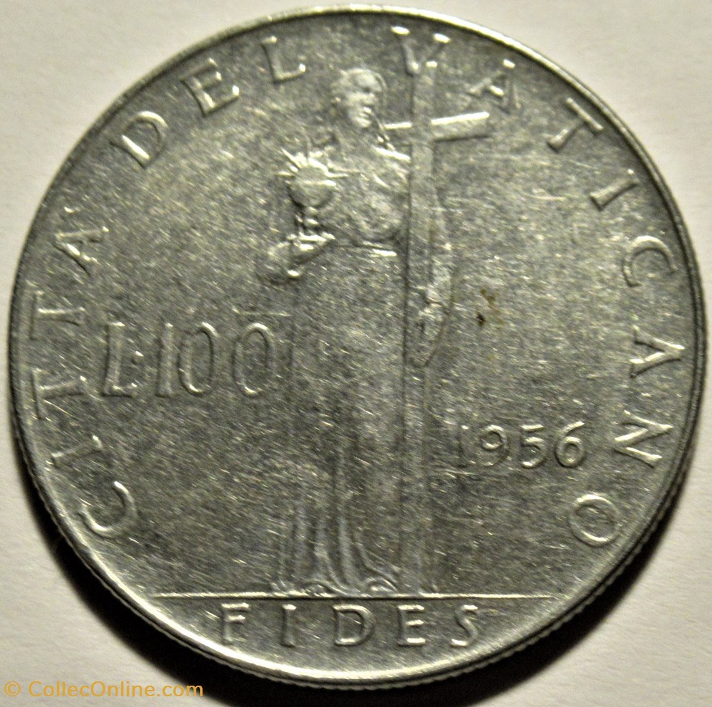 Pio XII, Papa - 100 Lire 1956, Anno XVIII - Vaticano 3 monnaies monde pio xii papa 100 lire 1956 anno xviii vaticano