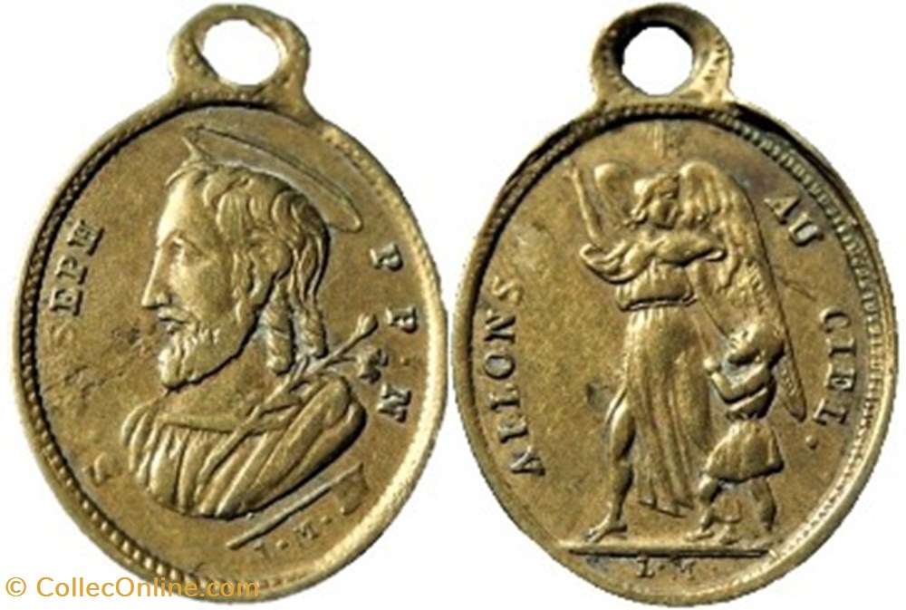Médaillette de Saint Joseph, Allons au Ciel - XIXe medailles religieuses medaillette de saint joseph allons au ciel xixe
