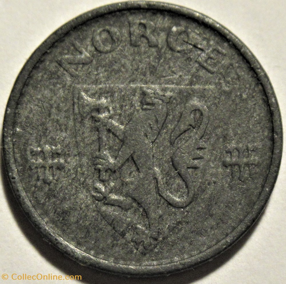 monnaies monde norvege haakon vii norway 10 re 1942 ww2 german occupation