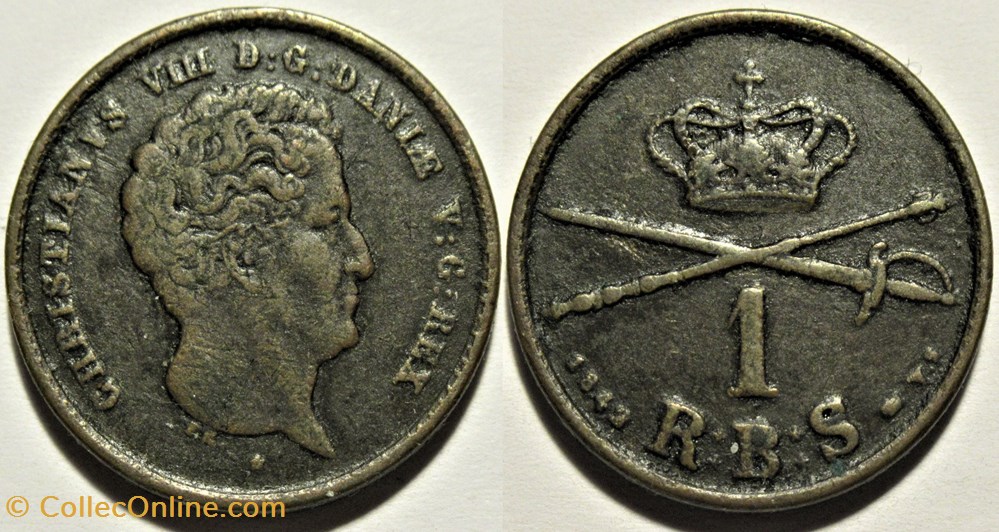 Christian VIII Denmark - 1 Rigsbankskilling 1842 Copenhagen monnaies monde danemark christian viii denmark 1 rigsbankskilling 1842 copenhagen