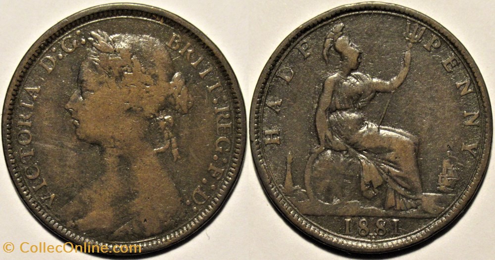 Victoria - Half Penny 1881 H - Great Britain monnaies monde royaume uni victoria half penny 1881 h great britain