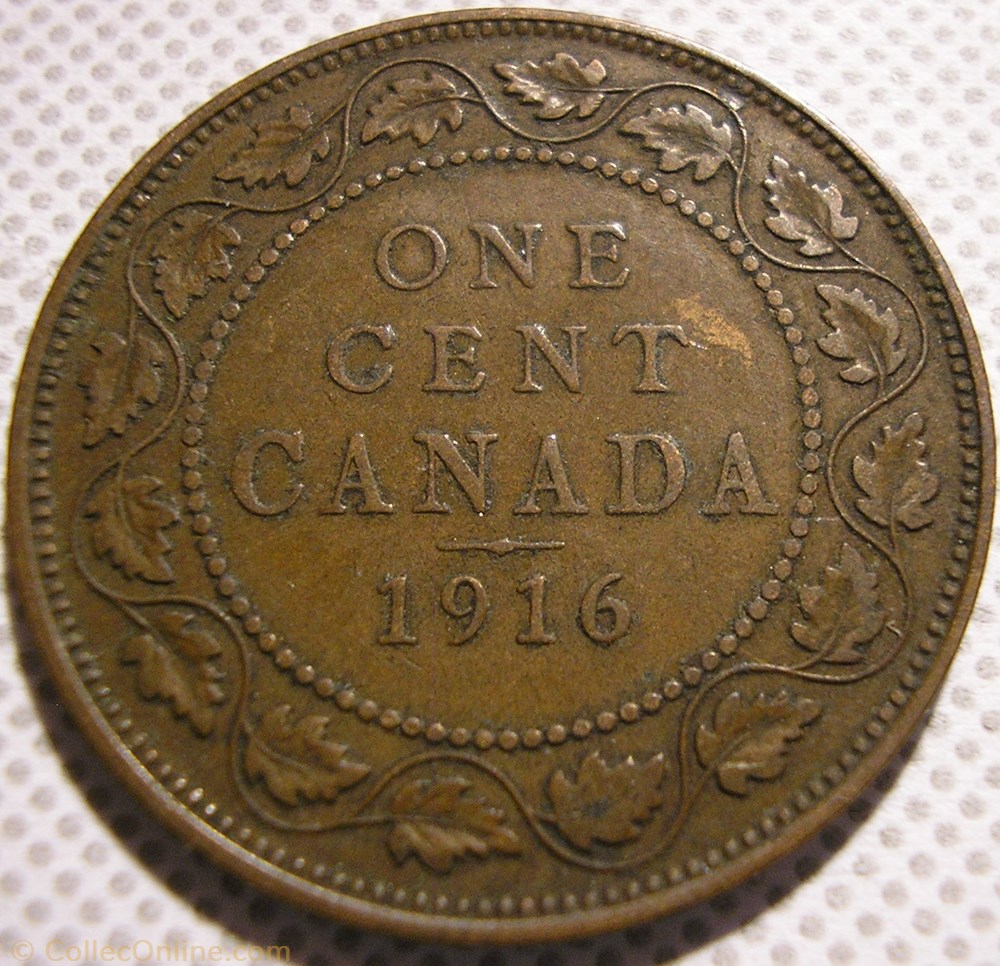 George V - 1 Cent 1916 (ex.2) monnaie monde canadum george v 1 cent 1916 ex 2