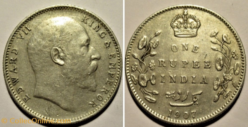 Edward VII - One Rupee 1907 - Empire of India monnaies monde inde edward vii one rupee 1907 empire of india