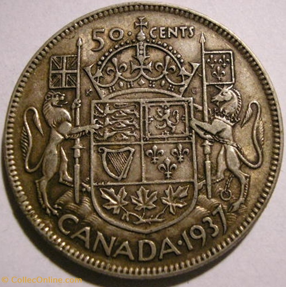 George VI - 50 Cents 1937 monnaie monde canadum george vi 50 cents 1937