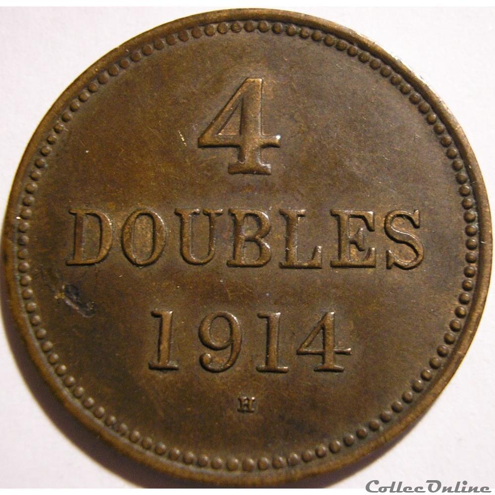 States of Guernsey - 4 Doubles 1914 H monnaie monde ile de guernesey states of guernsey 4 doubles 1914 h