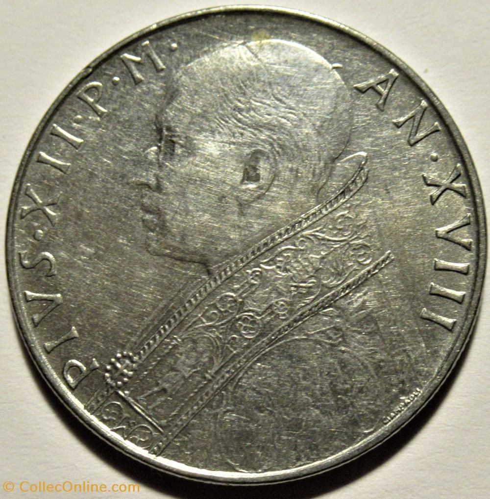 Pio XII, Papa - 100 Lire 1956, Anno XVIII - Vaticano 2 monnaies monde pio xii papa 100 lire 1956 anno xviii vaticano