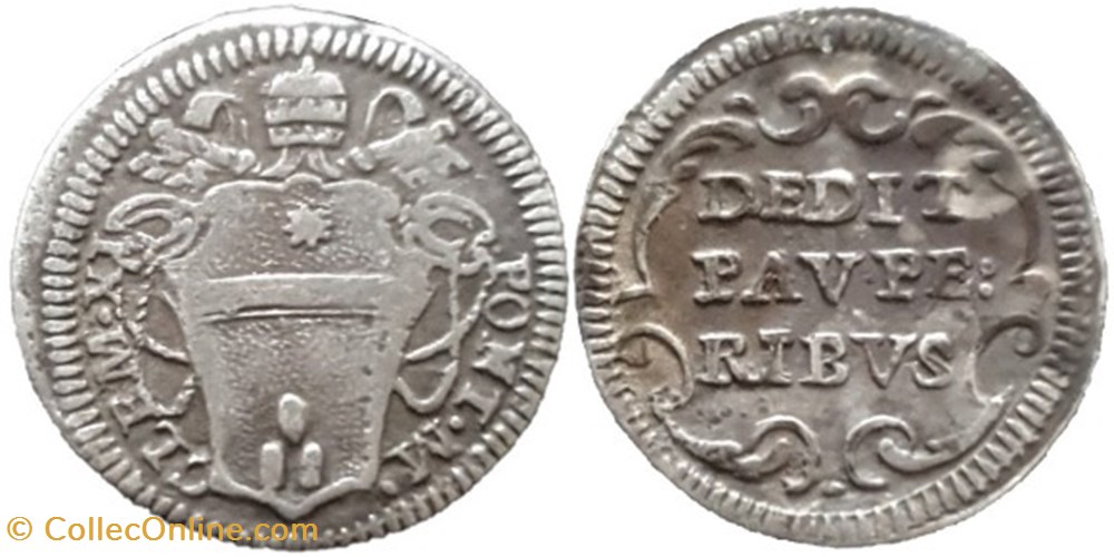 Clement XI, Pope - 1/2 Grosso c.1700, Dedit Pauperibus - Roma, Papal States monnaies europe medievale etats pontificaux clement xi pope 1 2 grosso c 1700 dedit pauperibus roma papal states