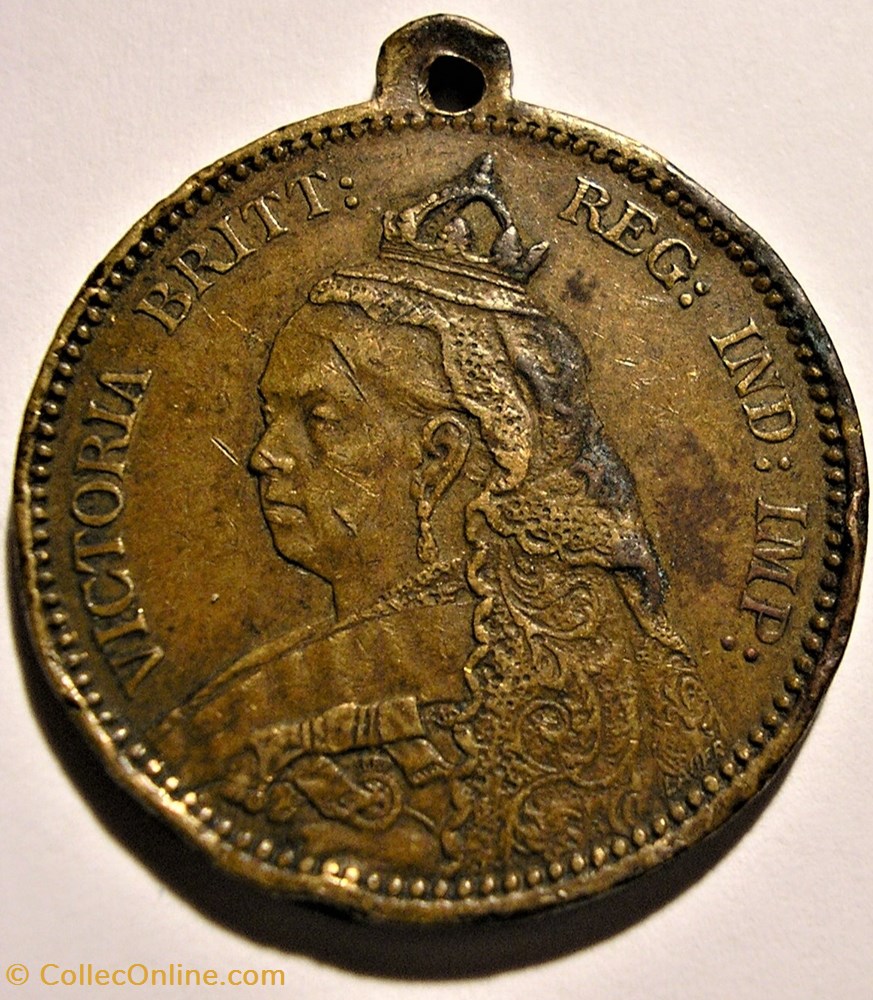 Queen Victoria - Medalet souvenir 2 monnaie jeton mereaux queen victoria medalet souvenir