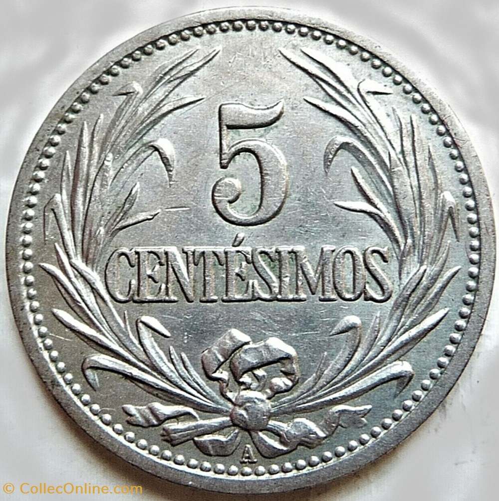 Uruguay - 5 Centésimos 1901 A 3 monnaies monde uruguay 5 centesimos 1901 a