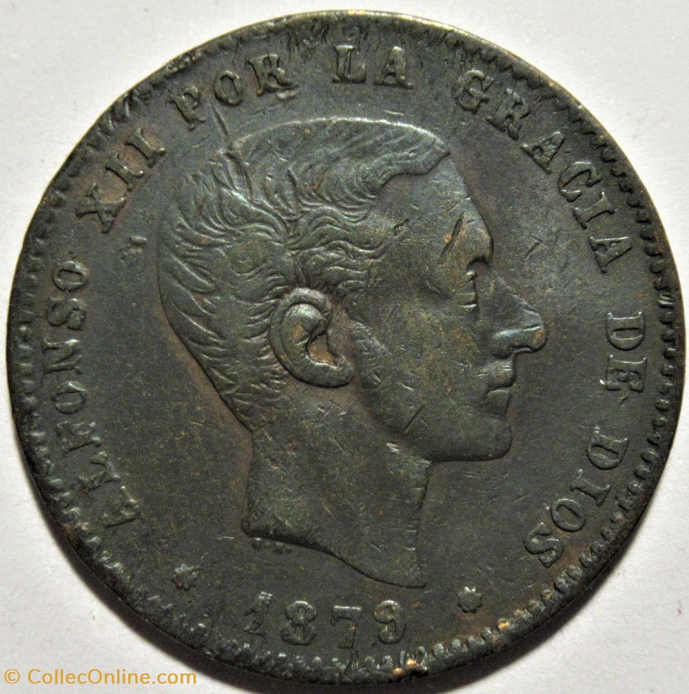 1879 - Barcelona 10 Centimos - Alfonso XII - Contemporary Counterfeit 2 monnaies monde espagne 1879 barcelona 10 centimos alfonso xii contemporary counterfeit