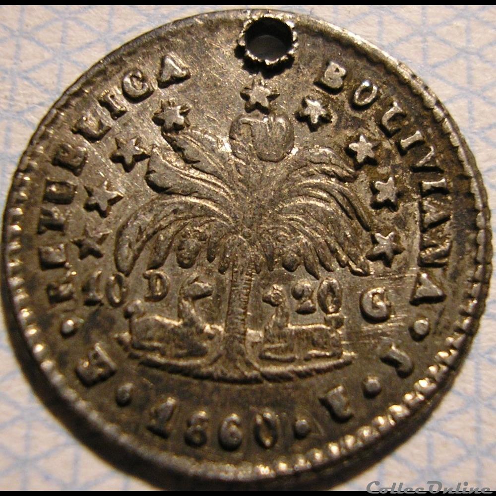 1860 Potosi - 1/2 Sol monnaie monde bolivie 1860 potosi 1 2 sol