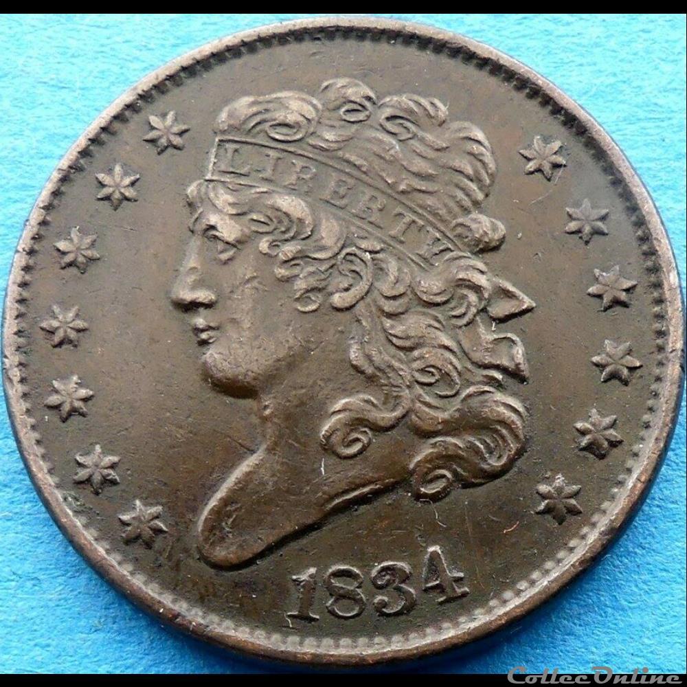 1834 Classic Head Half Cent 5 monnaie monde etat uni 1834 classic head half cent