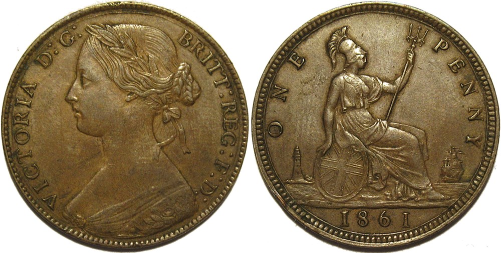 Victoria - One Penny 1861 - Kingdom of Great Britain monnaies monde royaume uni victoria one penny 1861 kingdom of great britain