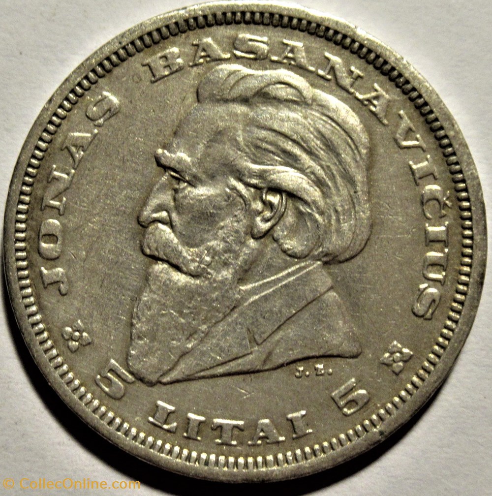Lithuania, Republic of - 5 Litai 1936, J. Basanavičius monnaies monde lituanie lithuania republic of 5 litai 1936 j basanavicius