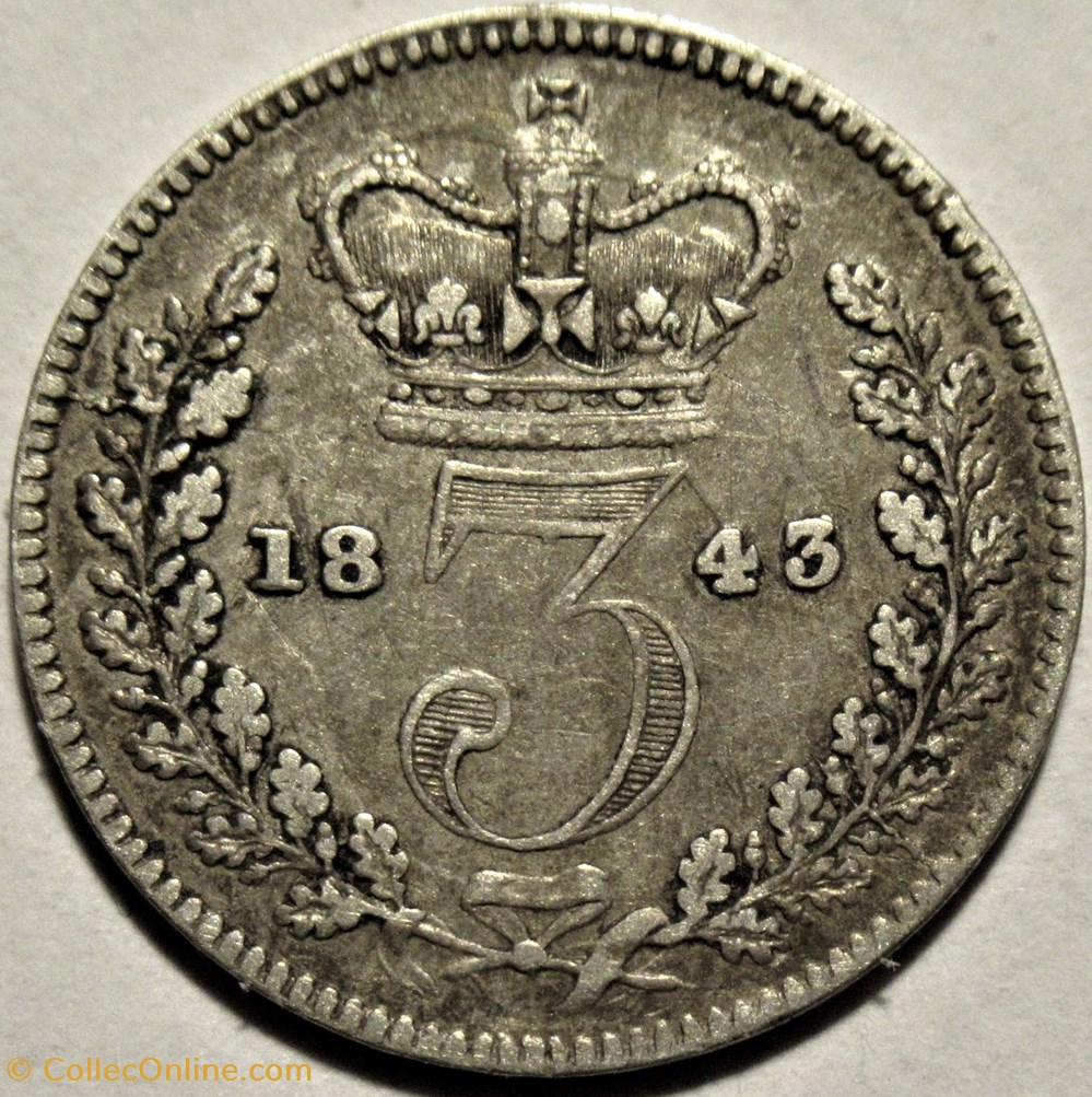 Victoria - 3 Pence 1843 - Kingdom of Great Britain 3 monnaies monde royaume uni victoria 3 pence 1843 kingdom of great britain