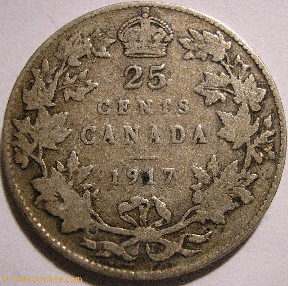 George V - 25 Cents 1917 monnaies monde canada george v 25 cents 1917
