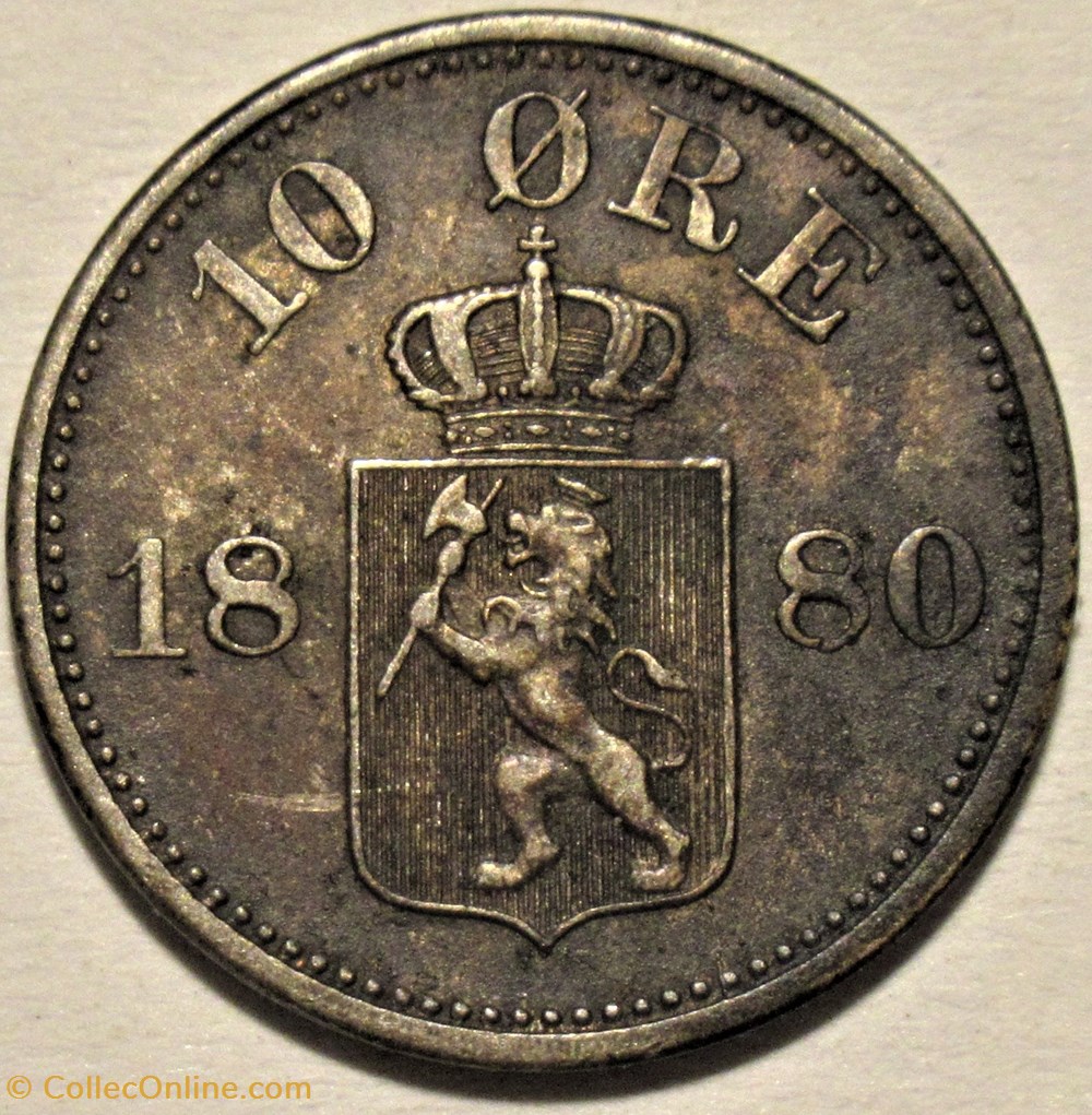 Oskar II - 10 Øre 1880 Norway monnaies monde norvege oskar ii 10 re 1880 norway