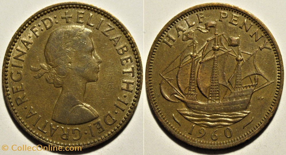 monnaies monde royaume uni elizabeth ii half penny 1960 uk