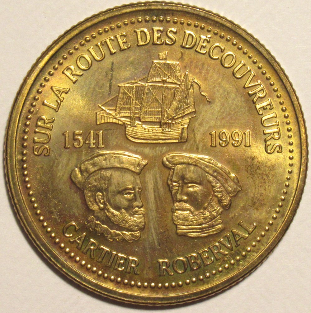 Cap Rouge, Québec - 1541-1991 Route Discoverers - 2 Dollar Souvenir Token monnaies paranumismatique jetons poids cap rouge quebec 1541 1991 route discoverers 2 dollar souvenir token