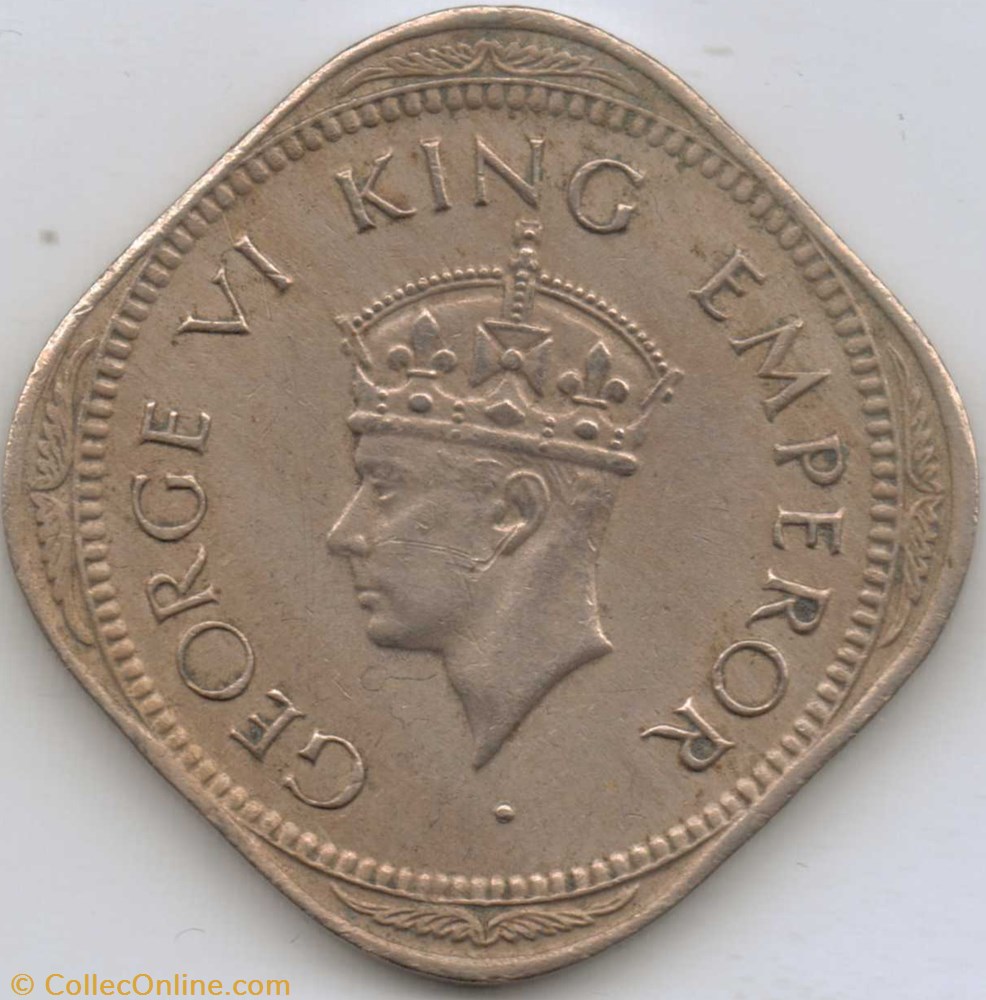 George VI - 2 Annas 1947 Calcutta - British India monnaie monde inde george vi 2 annas 1947 calcutta british india