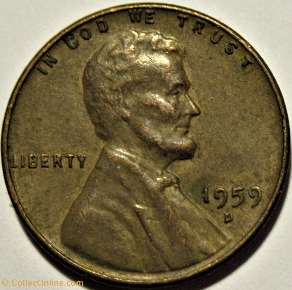 1959 D One Cent 3 monnaies monde etats unis 1959 d one cent
