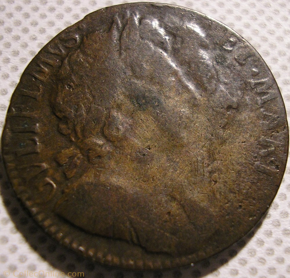 monnaies europe medievale royaume angleterre william iii marie ii farthing 1694 kingdom of england var