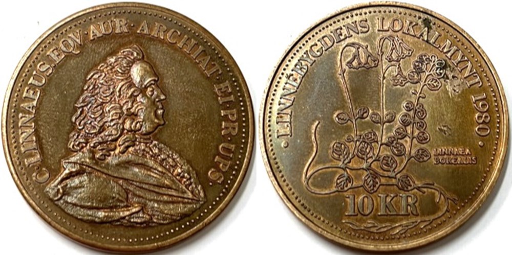 Carl von Linné - 10 Kronor 1980 Älmhult, Sweden monnaies paranumismatique jetons poids carl von linne 10 kronor 1980 almhult sweden