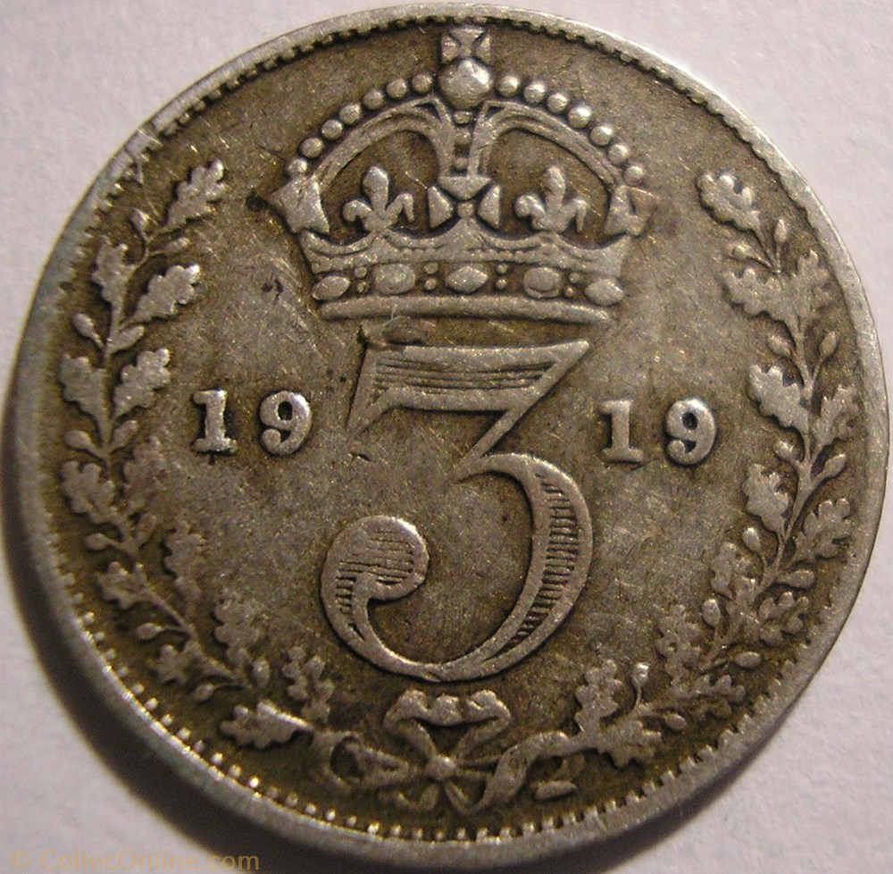 George V - 3 Pence 1919 - United Kingdom (ex.2) monnaie monde royaume george v 3 pence 1919 united kingdom ex 2