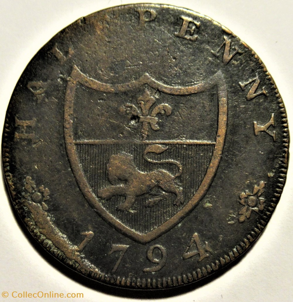 monnaies monde royaume uni 1794 lancaster halfpenny john of gaunt filling error