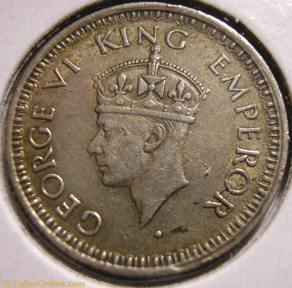 George VI - 1/4 Rupee 1943 Bombay - British India monnaies monde inde george vi 1 4 rupee 1943 bombay british india