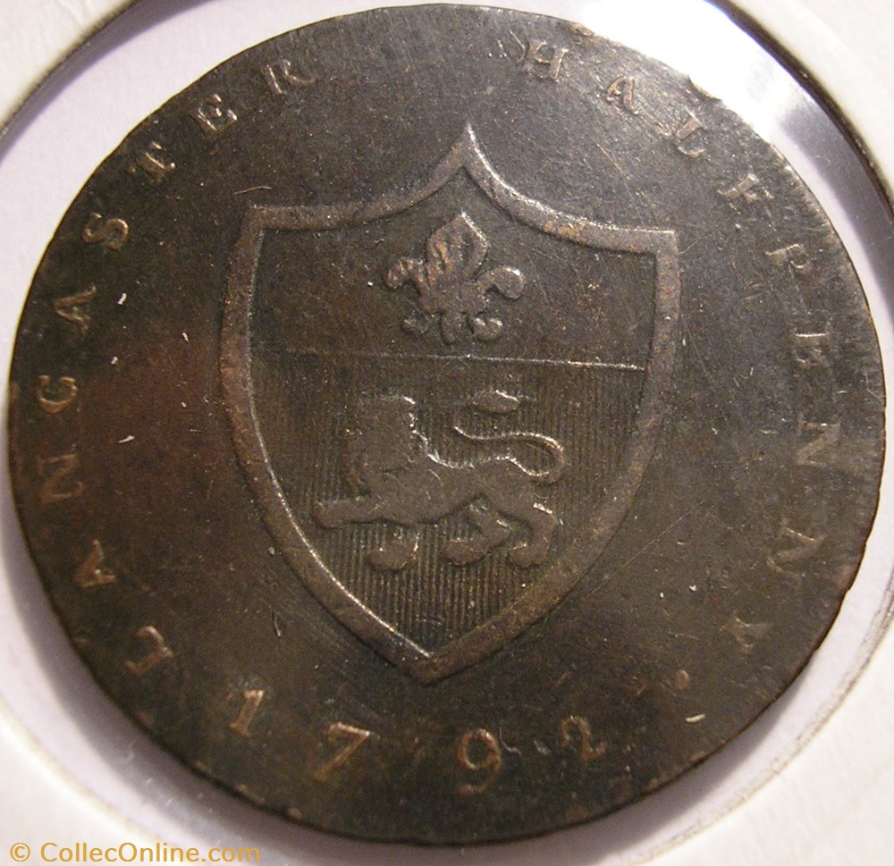 1792 Lancaster - HalfPenny - John of Gaunt monnaies monde royaume uni 1792 lancaster halfpenny john of gaunt