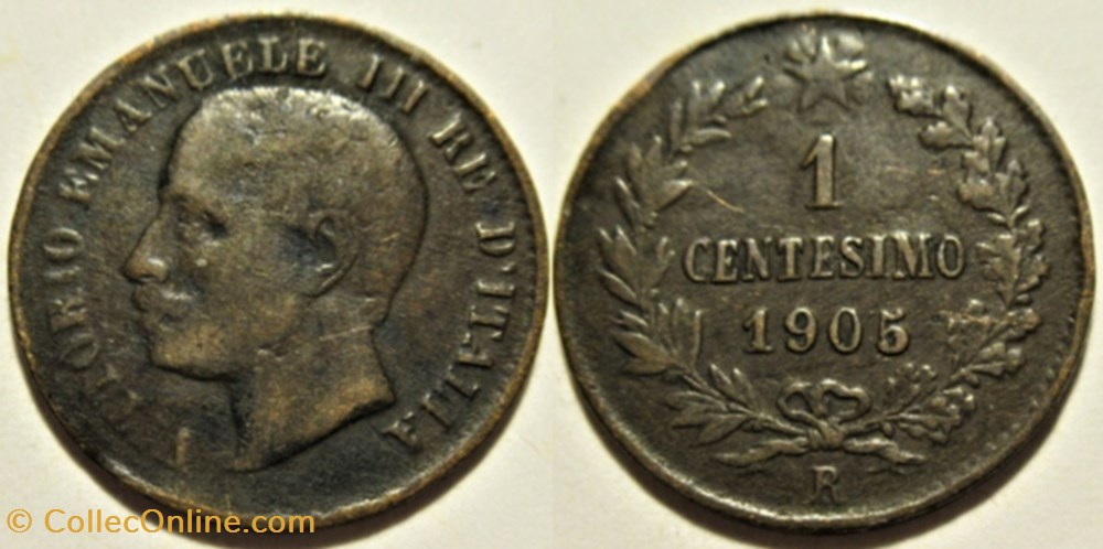 1905 Regno d'Italia, Centesimo, Roma - Vittorio Emanuele III monnaies monde italie 1905 regno italia centesimo roma vittorio emanuele iii