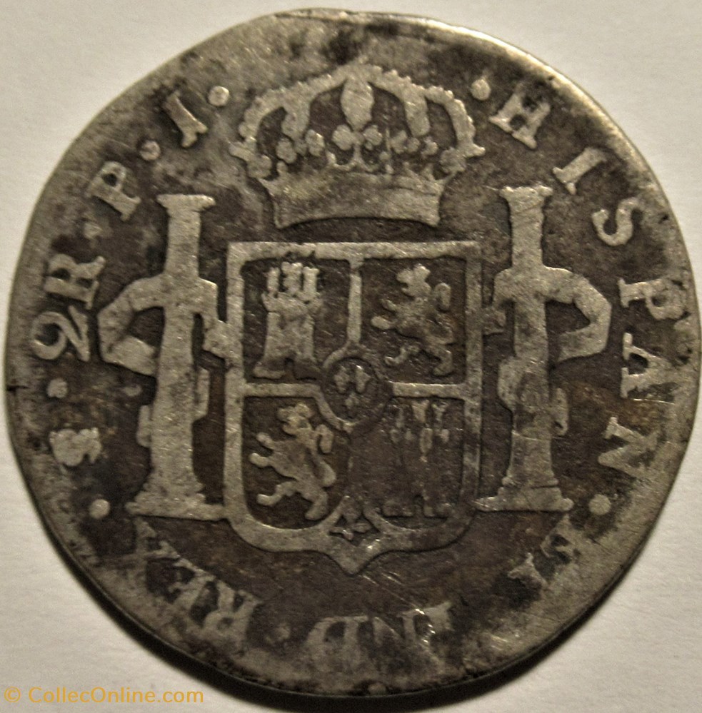 2 Reales 1808 Potosi - Carlos IV de España 3 monnaies monde bolivie 2 reales 1808 potosi carlos iv de espana