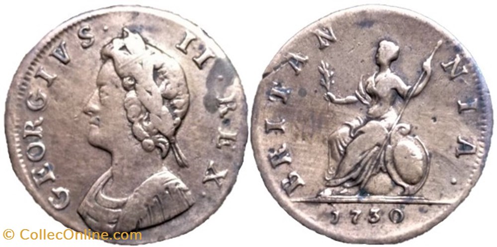 George II - Farthing 1730 Great Britain monnaies europe medievale royaume d angleterre george ii farthing 1730 great britain