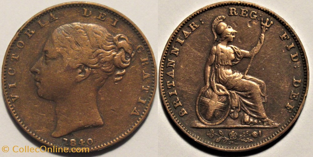 Victoria - One Farthing 1840 - Kingdom of Great Britain monnaies monde royaume uni victoria one farthing 1840 kingdom of great britain