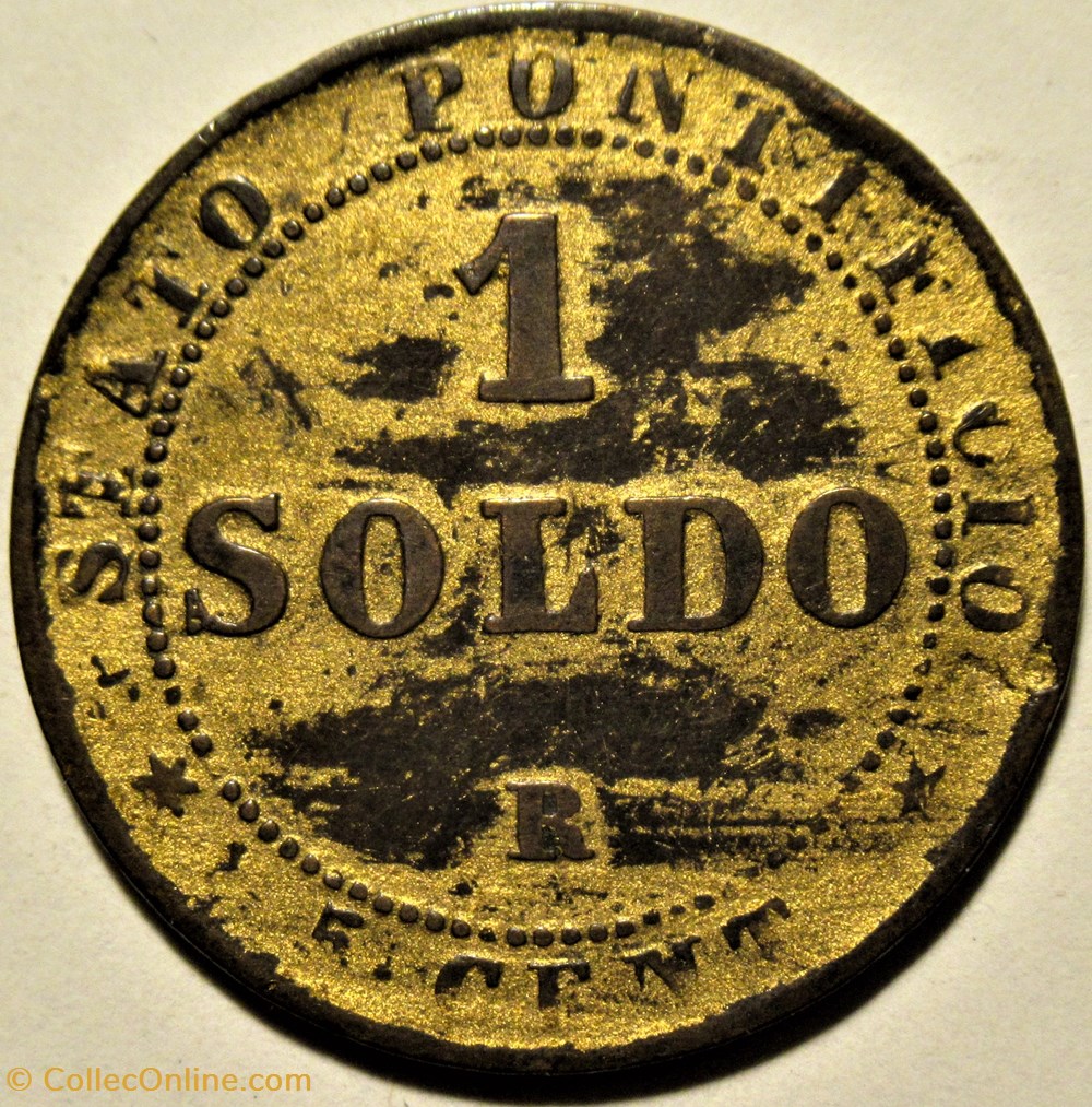 Pio IX, Pope - 1 Soldo 1867, Anno XXI - Roma, Vaticano 3 monnaies monde pio ix pope 1 soldo 1867 anno xxi roma vaticano
