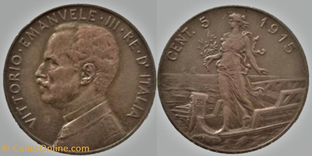 1915 Regno d'Italia, 5 Centesimi, Roma - Vittorio Emanuele III monnaies monde italie 1915 regno italia 5 centesimi roma vittorio emanuele iii