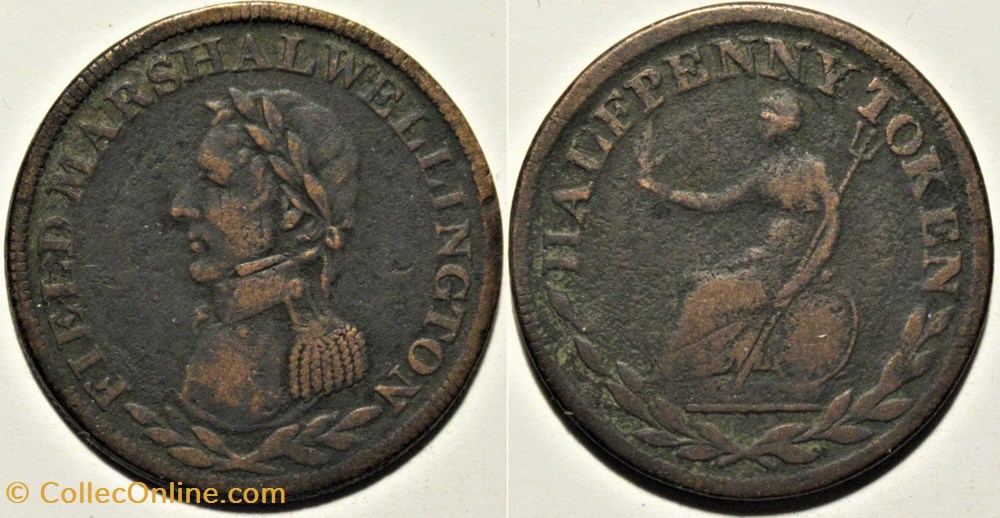 monnaies monde canada wellington half penny token 1813 britannia