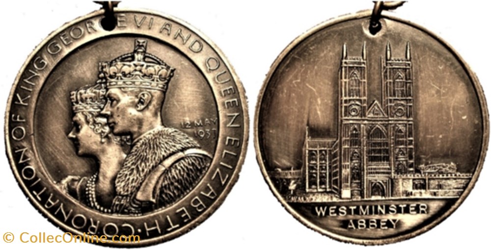 George VI & Elizabeth - 1937 Coronation Silver Medal - Westminster Abbey, UK medailles royaume uni george vi elizabeth 1937 coronation silver medal westminster abbey uk