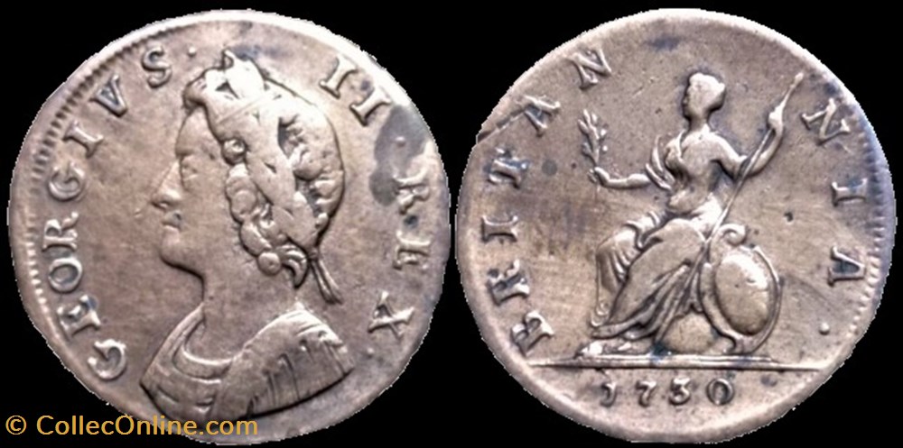 George II - Farthing 1730 Great Britain monnaies europe medievale royaume d angleterre george ii farthing 1730 great britain