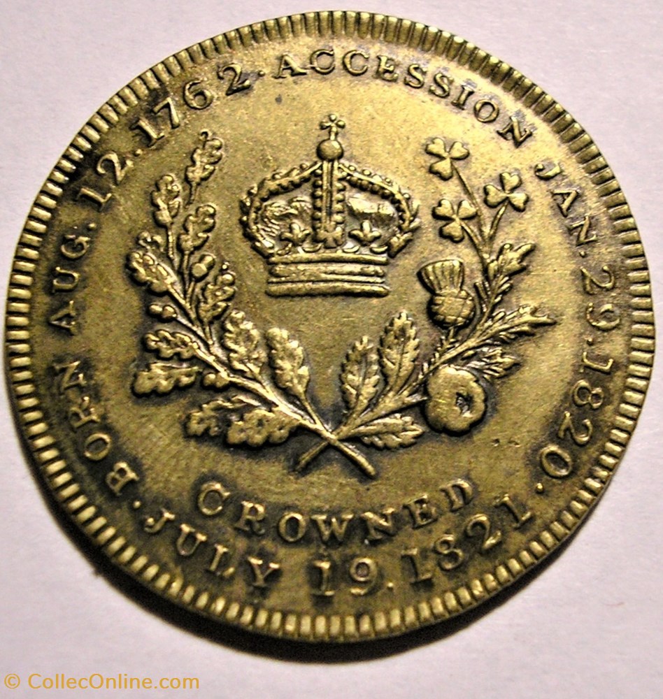 George IV - Accession & Crowning Token 1821 - Great Britain 3 monnaie jeton mereaux george iv accession crowning token 1821 great britain