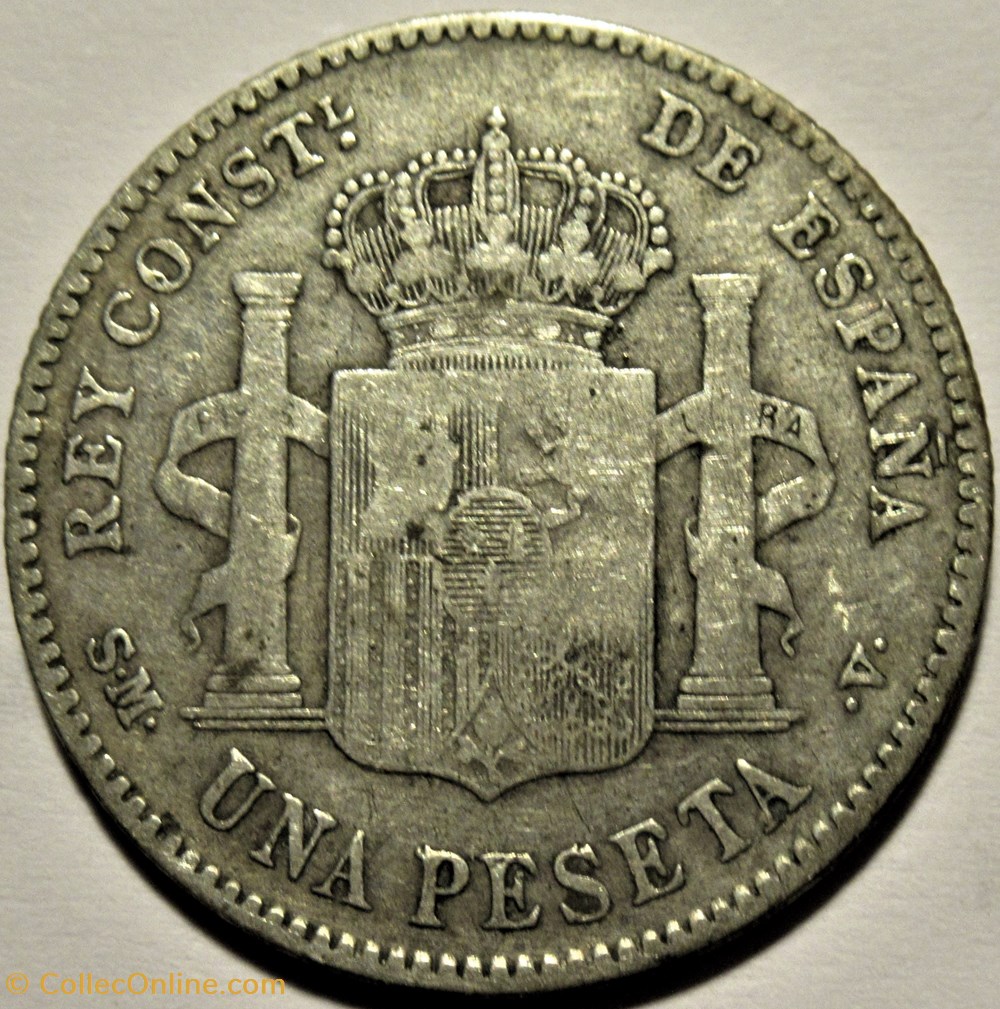 1903 - Peseta - Alfonso XIII de España (ex.2) 3 monnaies monde espagne 1903 peseta alfonso xiii de espana ex 2