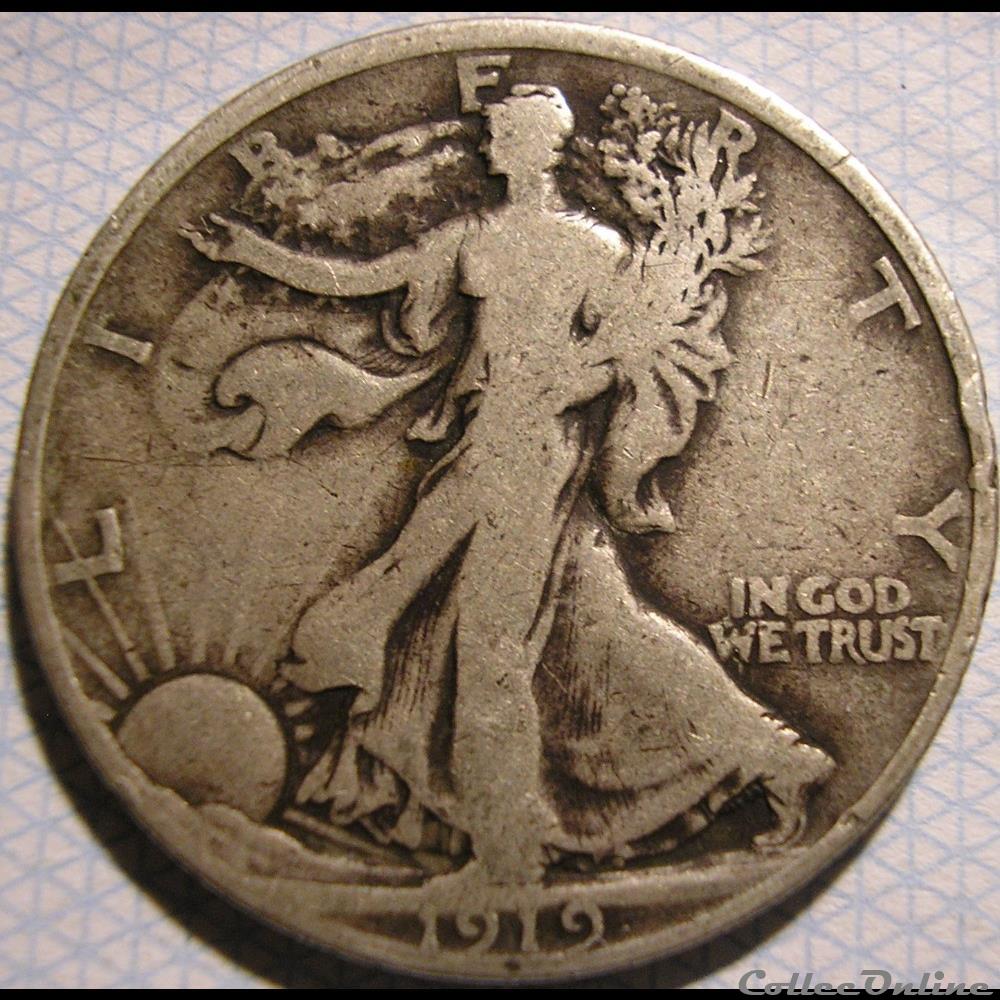 1919 Denver Half Dollar - Error monnaie monde etat uni 1919 denver half dollar error